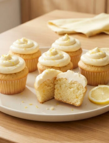 Soft homemade lemon cupcakes topped with creamy lemon buttercream and fresh lemon zest