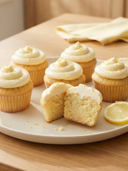 Soft homemade lemon cupcakes topped with creamy lemon buttercream and fresh lemon zest